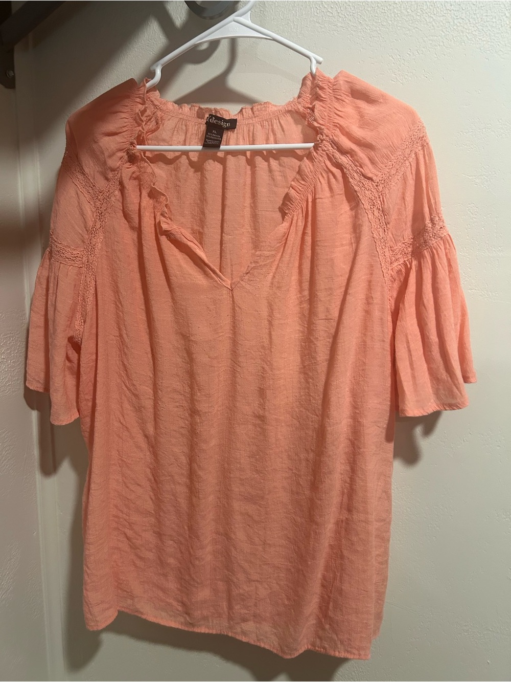 Boho Peasant Top in Coral Pink